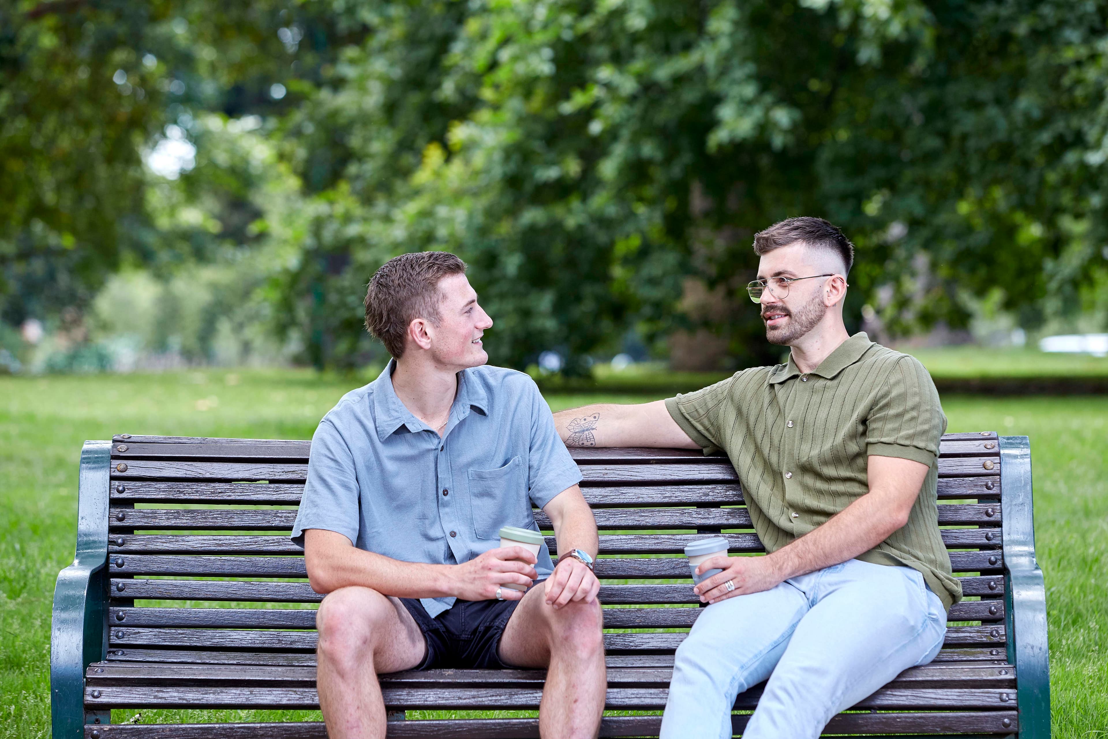 Two men on a park bench