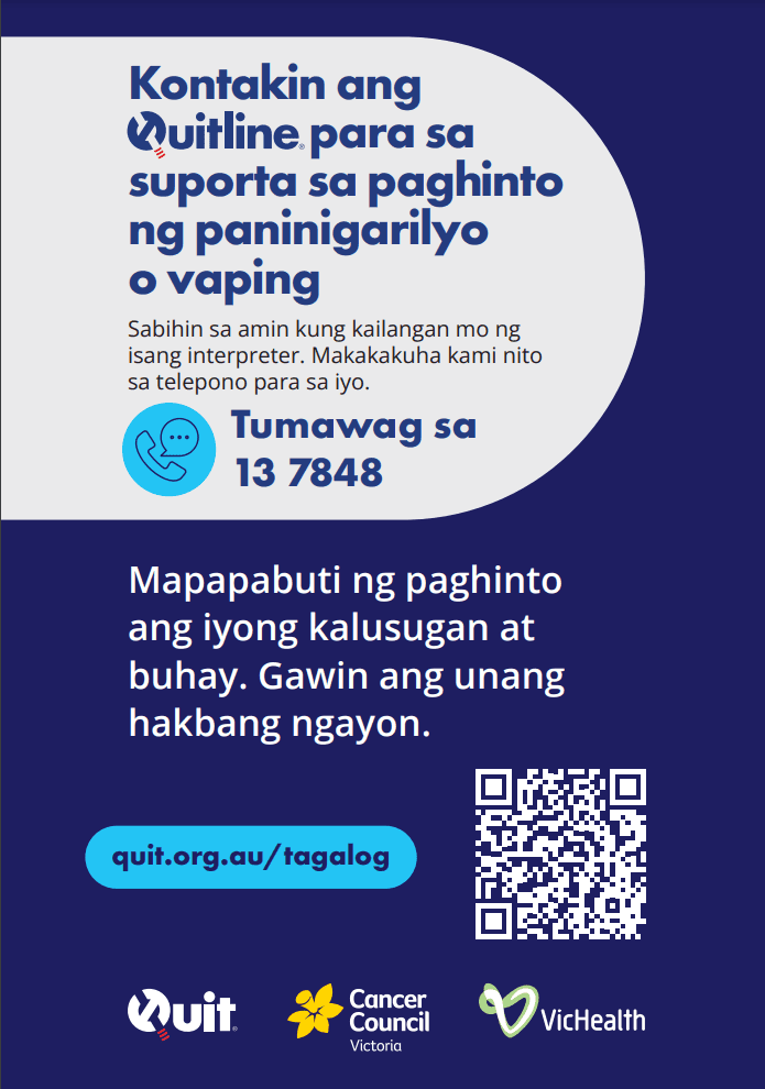 Product image for Quitline poster (Tagalog)