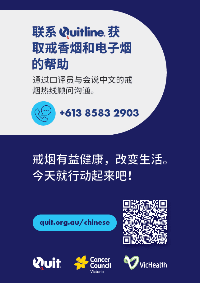 Product image for Quitline poster (Simplified Chinese)