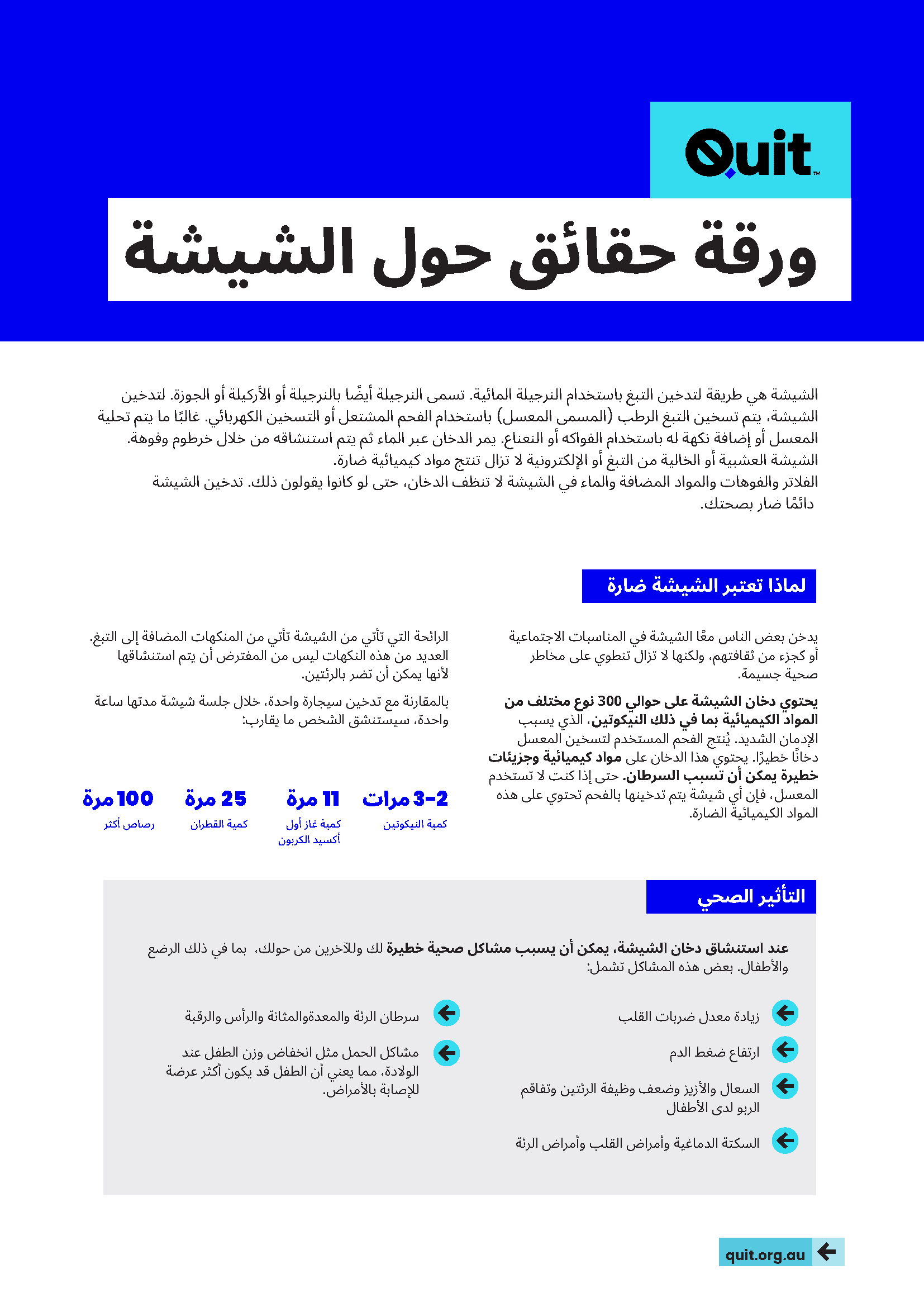 Product image for Shisha fact sheet (Arabic)